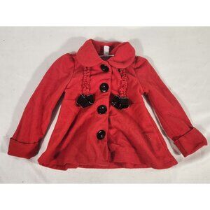 Kids Headquarters Girls Red Fleece Coat Christmas Old Money 2T